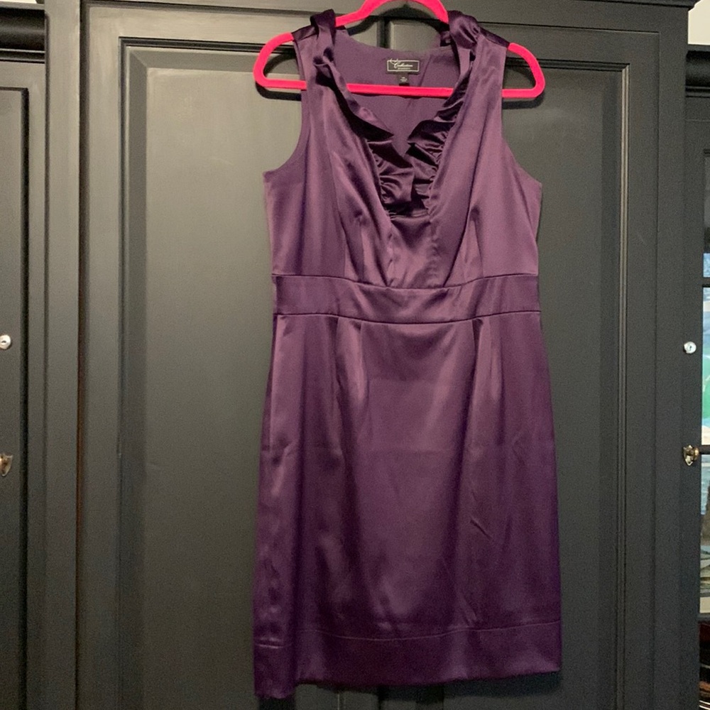 Deep purple satin sheath dress Size 14